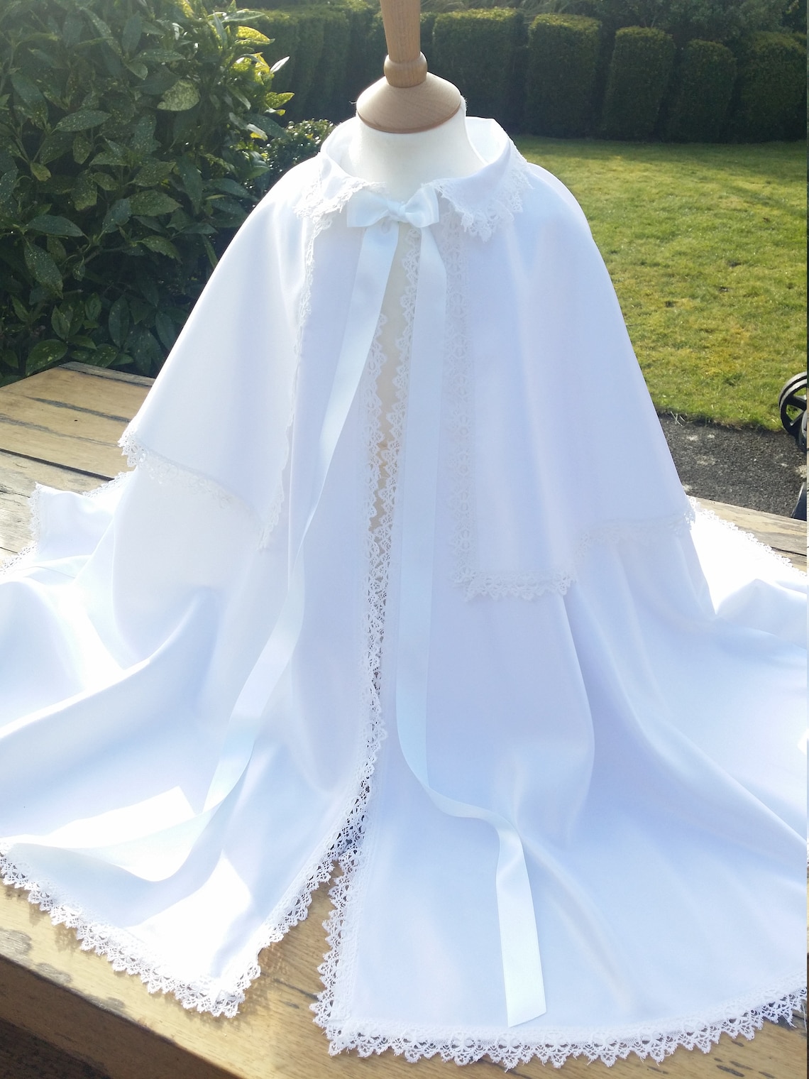 Baptization Hat Baby Baptizm Baptism Christening Cape Gown in White Satin With | Etsy