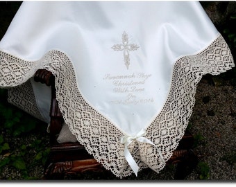 MADE to ORDER Baby Baptizm Baptism Christening Naming day shawl blanket personalized with name