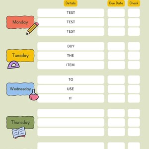 huiswerk planner - homework tracker - weekoverzicht - weekly overview - voor school en studie - for school and study