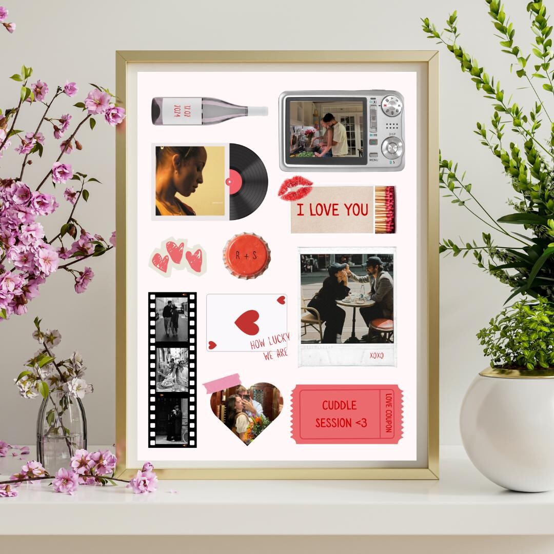 Personalized Couple Memory Collage, Valentine’s Day Gift (24x18in) - Etsy