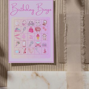Birthday Bingo Game for Girls | Printable Party Activity | Kids Birthday Games Ages 6-12 | Instant Download | Slumber Party or Sleepover Fun