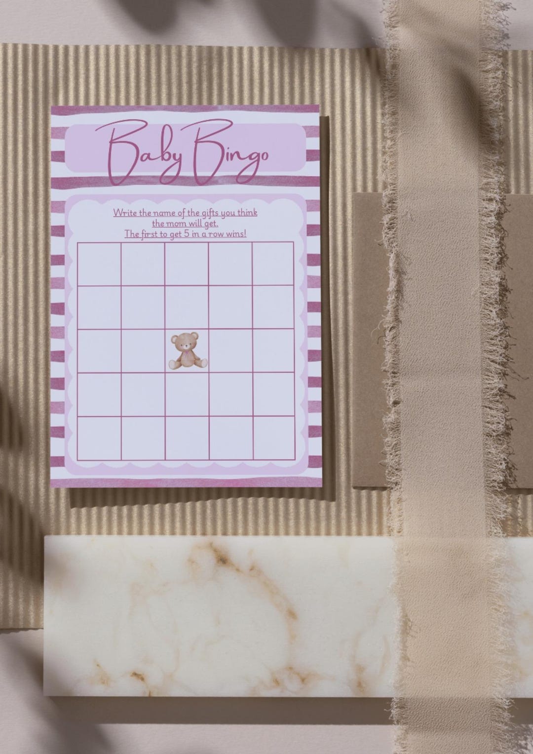 Pink Baby Shower Bingo Game | Party Game - Etsy UK