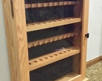 24 Pipe Rack Display Cabinet Solid Oak With Door 6 5 Etsy