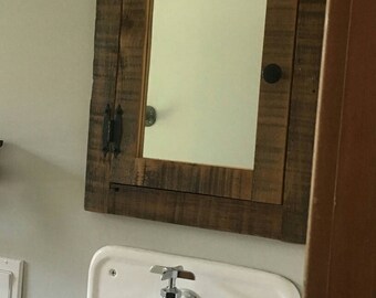 Recessed Barn Wood Medicine Cabinet With Mirror Made From Etsy