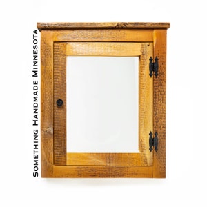 19x20 Authentic reclaimed wood Medicine Cabinet with shelves and mirror made from rustic reclaimed  1800s Minnesota barn wood