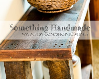 Barn wood Sofa or console table made from 1800s  reclaimed  barn wood rustic sofa table