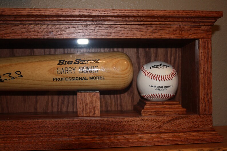 Baseball Bat Display Case With Ball Holder Solid Oak Etsy
