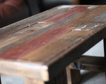 Barn wood rustic coffee table made from 1800s reclaimed  minnesota barn wood