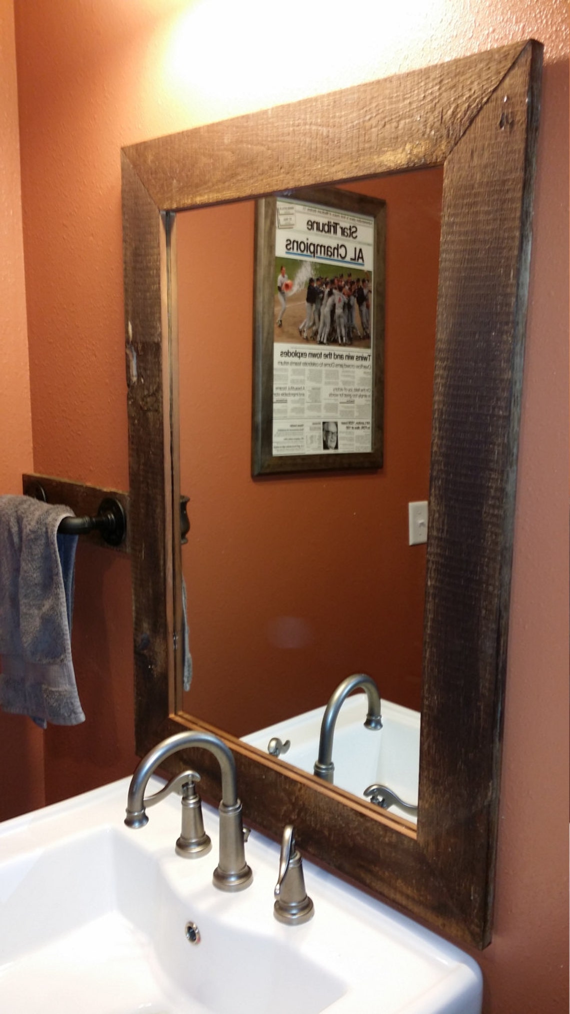 Barn Wood Framed Mirror Reclaimed Rustic Barn Wood Framed Etsy