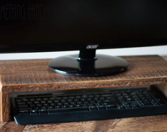 barn wood  computer  monitor  stand reclaimed barn wood  monitor riser