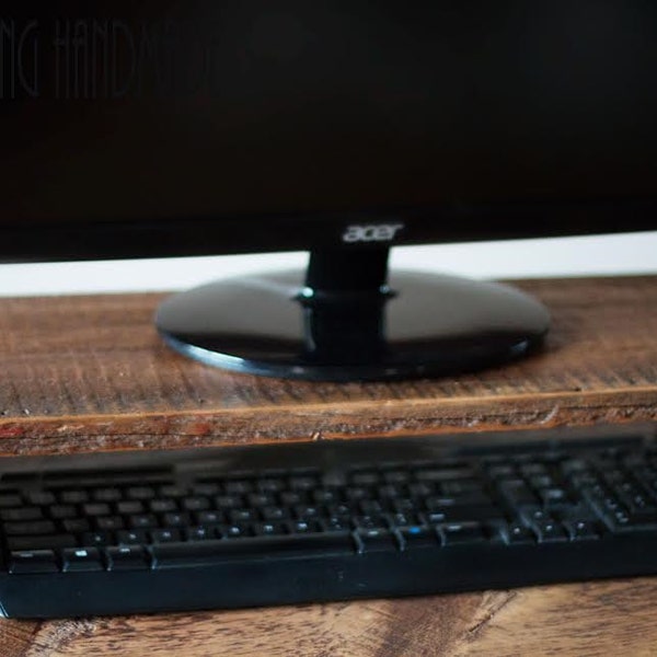 barn wood  computer  monitor  stand reclaimed barn wood  monitor riser