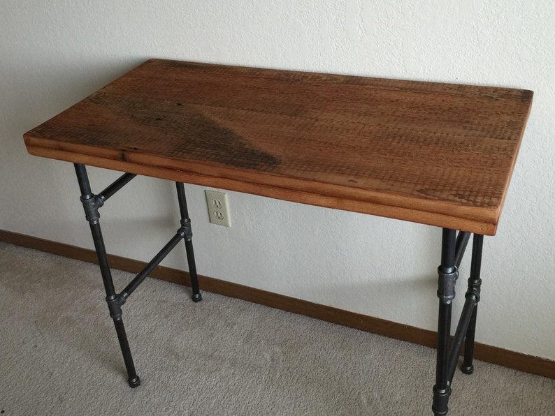 Reclaimed barn wood desk industrial rustic reclaimed barnwood and black iron legs image 1