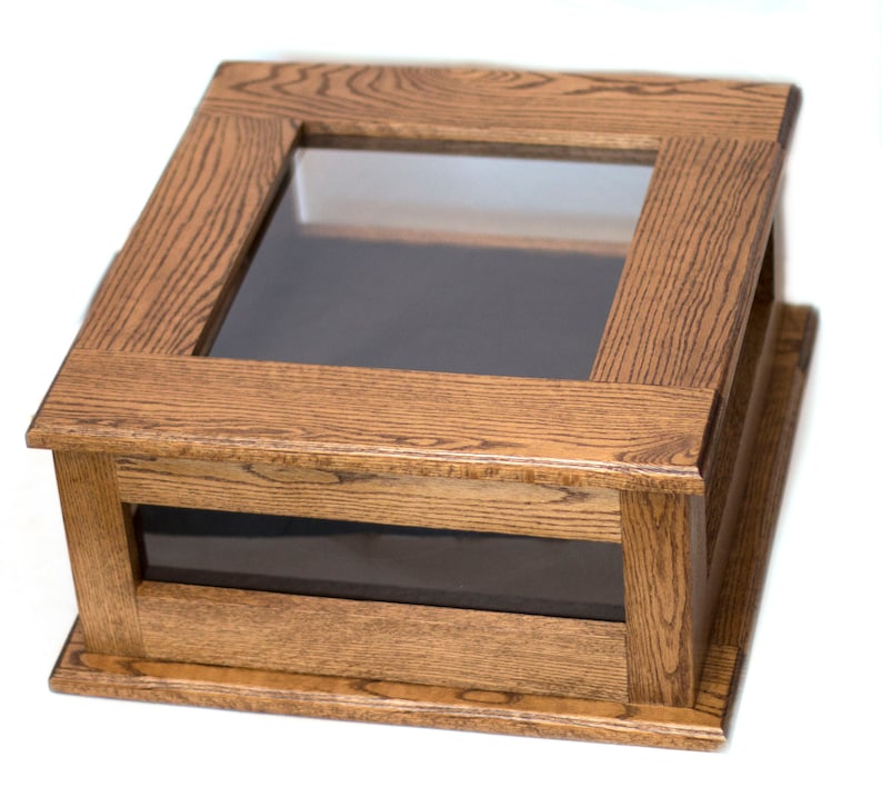 BASEBALL BASE display case solid oak cabinet shadow box image 2