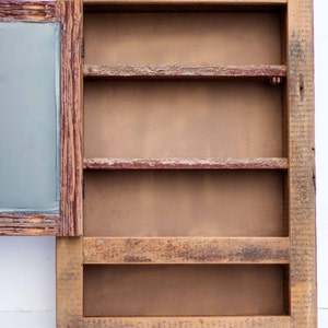Recessed barn wood Medicine cabinet with open shelf made from 1800s barn wood image 4