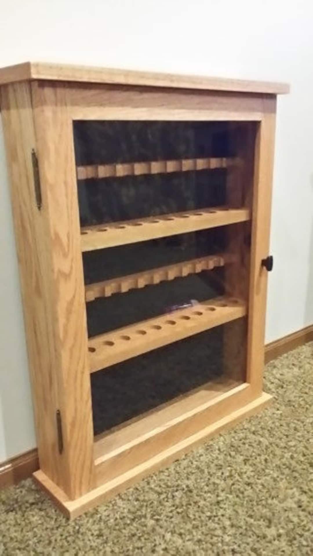 24 Pipe Rack Display Solid Oak With Door 6.5 Between Bowl