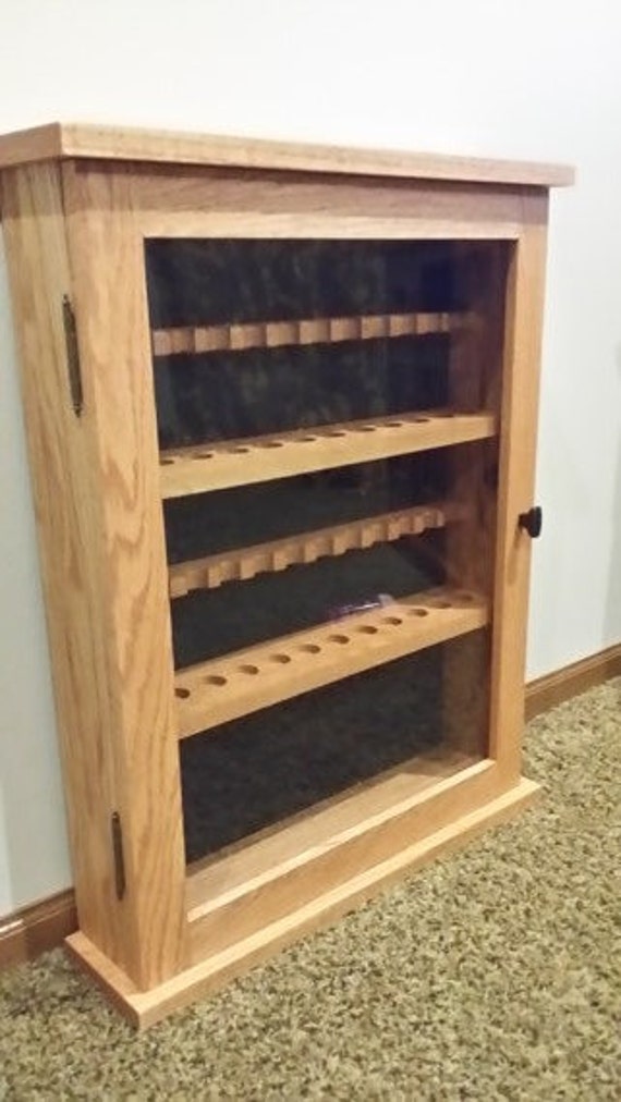 Pipe Rack Tobacco Pipe Display Cabinet Solid Oak With Door Etsy
