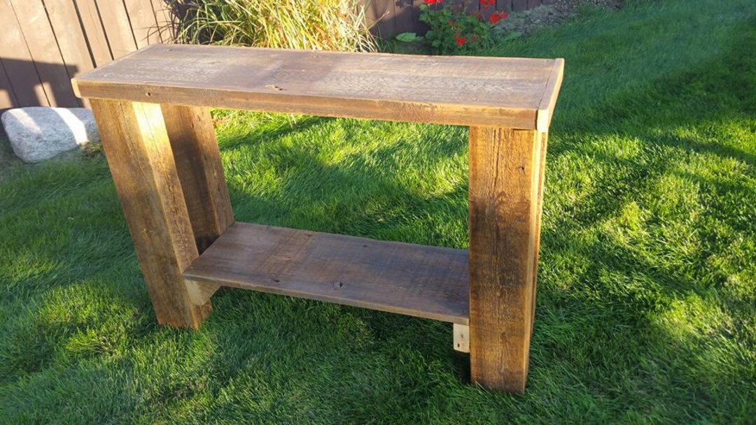 Rustic Barn Wood Sofa or Console Table Made From 1800s Reclaimed Barn