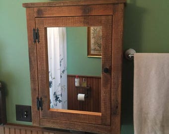 barn Medicine  cabinet with mirror made from 1892  barn wood