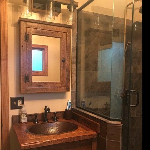 Barn Medicine Cabinet With Mirror Made From Rustic Reclaimed Etsy