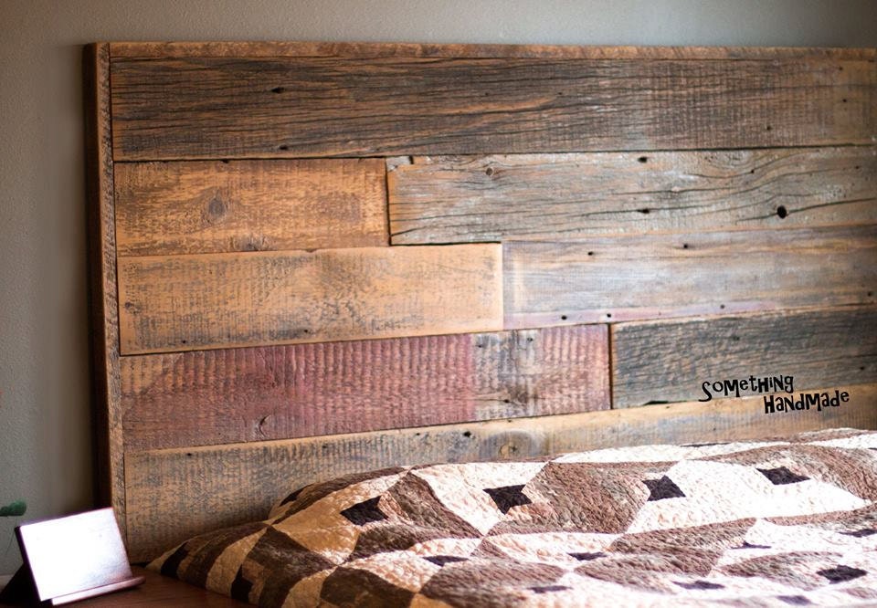 Reclaimed barnwood headboard deals
