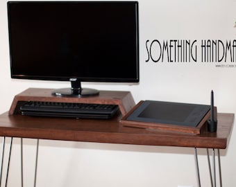 Midcentury  Modern desk  solid cherry or oak with hairpin legs