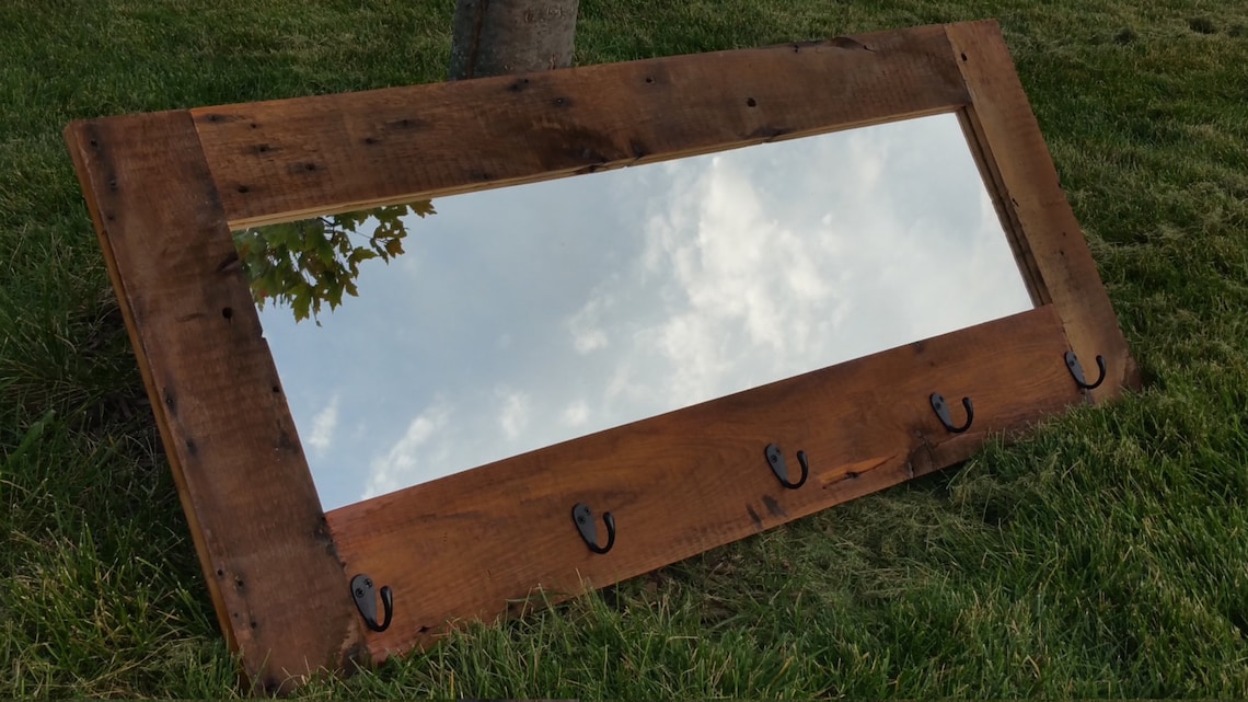 Barn Wood Mirror coat Rack Entryway Mirror Made From 1892 Etsy