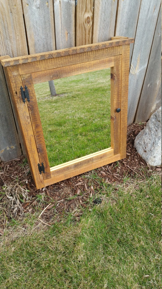 Rustic reclaimed barn wood Medicine with mirror made Etsy