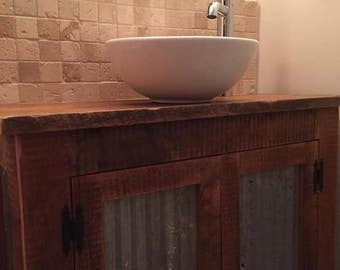 Barn wood bathroom vanity  rustic reclaimed barnwood