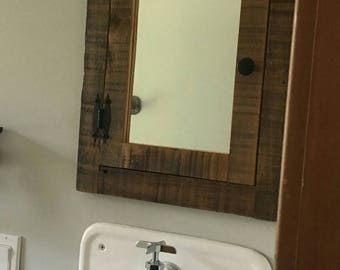 Recessed barn wood Medicine  cabinet rustic reclaimed medicine cabinet with mirror made from 1892  barn wood