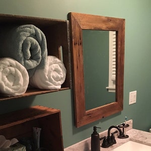 Barn wood mirror reclaimed, rustic framed mirror 1800s barn wood weathered salvaged barn wood mirror rustic-home decor image 1