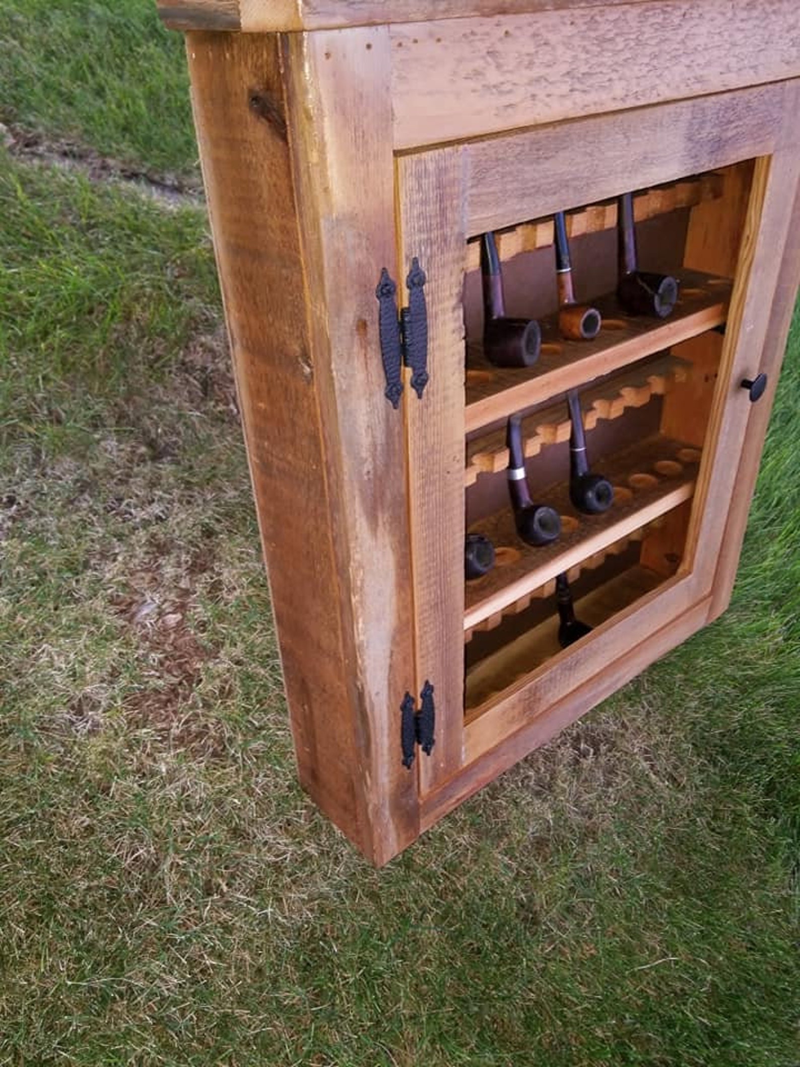 Timber Pipe Rack Rustic Pipe Cabinet Pipe Rack. Pipe Display Reclaimed Barn Wood 24,36 ...