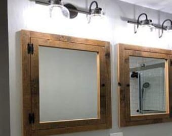 rustic Recessed barn wood Medicine  cabinet with mirror made from 1800 s   barn wood