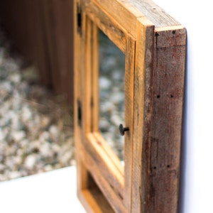 Recessed barn wood Medicine cabinet with open shelf made from 1800s barn wood image 3