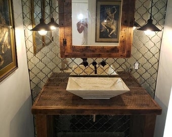 barn Medicine  cabinet with mirror made from 1892  barn wood