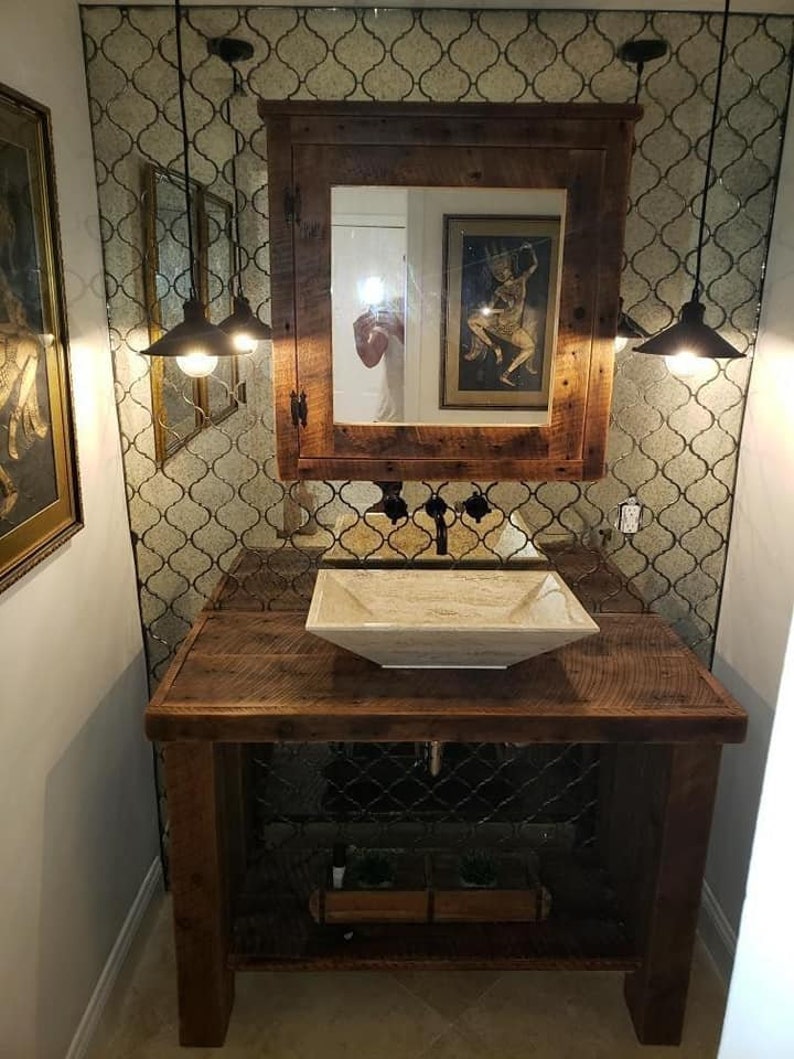 Barn Medicine Cabinet With Mirror Made From 1892 Barn Wood Etsy