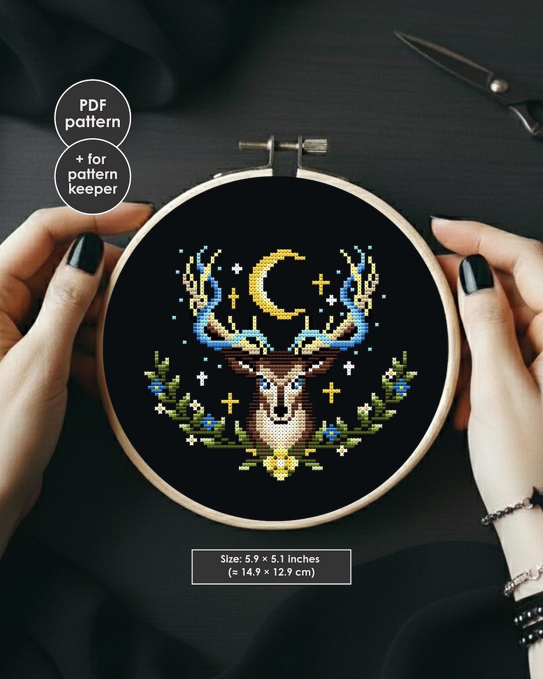 Deer Cross Stitch Pattern PDF, Magic Forest Animal Embroidery Design ...