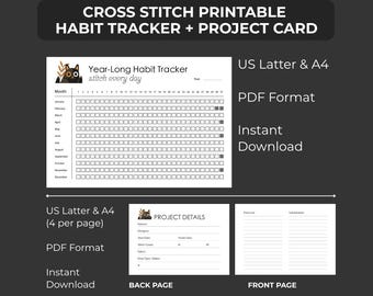 Printable Cross Stitch Tracker and Project Planner Card