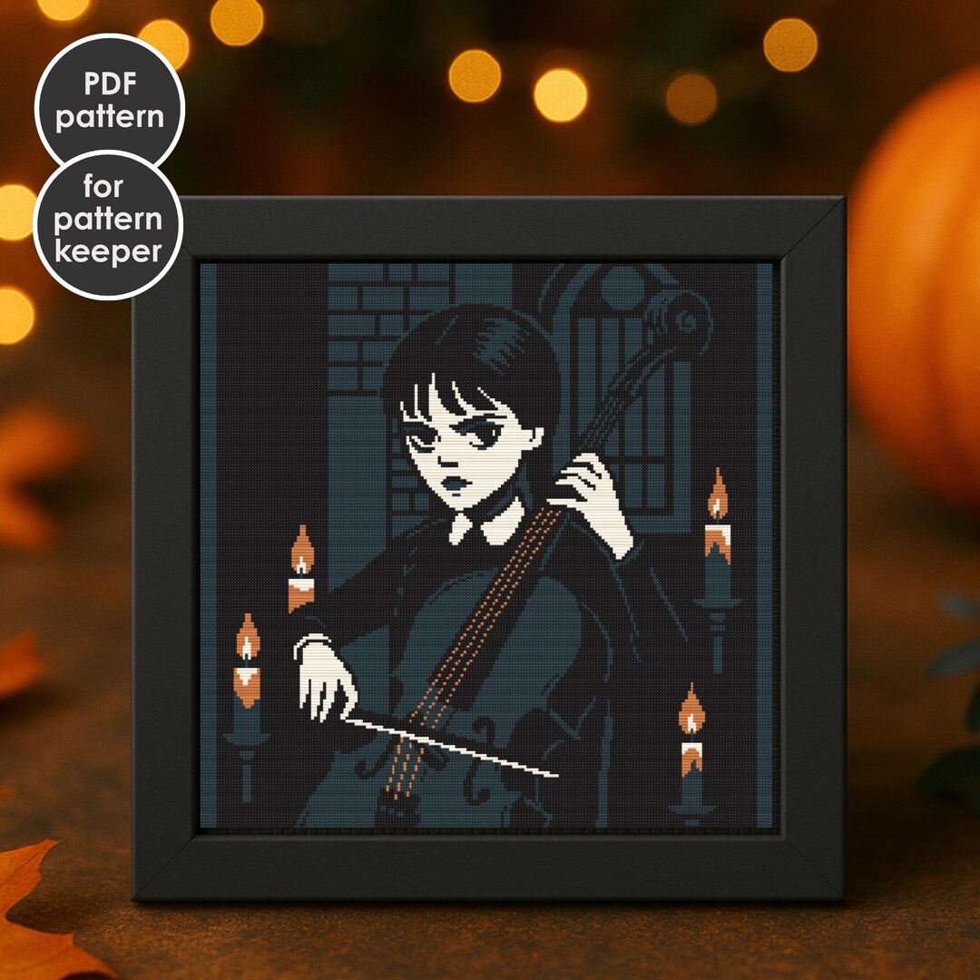 Wednesday Addams Cross Stitch Pattern PDF | Gothic Girl Embroidery ...