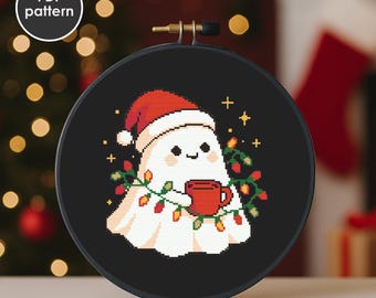 Christmas Ghost Cross Stitch Pattern: Holiday Embroidery PDF