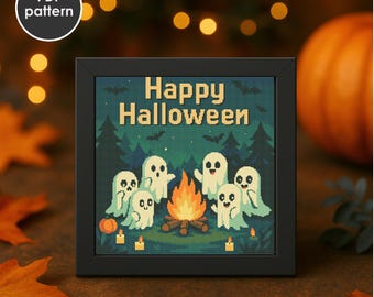 Halloween Ghosts in the Forest Cross Stitch Pattern: Embroidery PDF Pattern