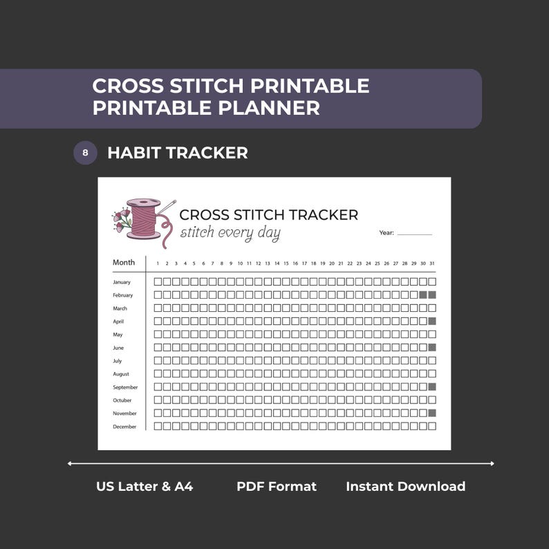2026 Cross Stitch Planner, Embroidery Project Tracker (PDF Download, Monday Start) - Etsy