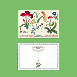 Handgemalte Postkarte im botanischen Illustrationsstil, Inspiriert von Shin Saimdang (einer berühmten Malerin der frühen Joseon-Dynastie)