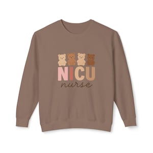 Sweatshirt NICU-verpleegkundige ronde hals, schattige trui NICU-beer, cadeau neonatale verpleegkundige, cadeau student verpleegkunde, NICU-personeel, sweater verpleegkundige week