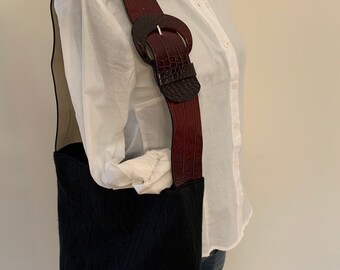 Upcycled sweater bag with belt strap