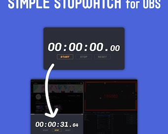 Minimalist OBS Stopwatch | Simple Stream Timer Widget | Clean Twitch Overlay Asset for Streamers