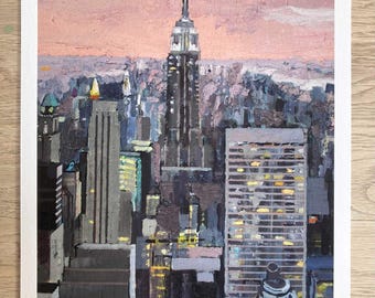 New York, Empire State Building Giclee Print, Manhattan Skyline Art