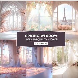 Window Floral Room Vertical Digital Backdrops, Maternity Backdrops, Studio Backdrops, Digital Backgrounds, Photography Backgrounds