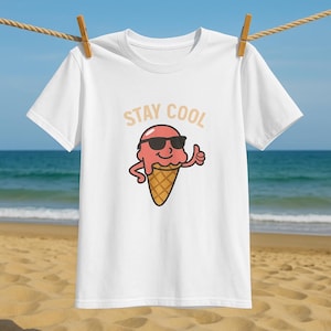 Stay Cool Ice Cream Shirt - Funny Summer T-Shirt - Kawaii Cute Ice Cream Cone Tee - Unisex Trendy Graphic Tee - Chill Vibes Shirt