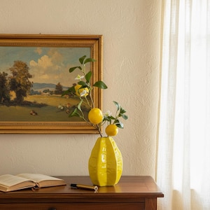 Bright Yellow Ceramic Vase – Modern Handmade Home Decor, Table Centerpiece, Flower Vase, Minimalist Art Pottery, Gift for Her, Housewarming