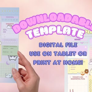 Kawaii Daily Planner Canva | Digital Download | Exercise, To-do list, Mood Tracker, Water Intake, Meal tracking | Printable & Editable PDF